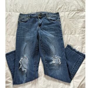 Kut From The Kloth Reese Ankle Straight Leg Distressed Denim Jeans Size 6